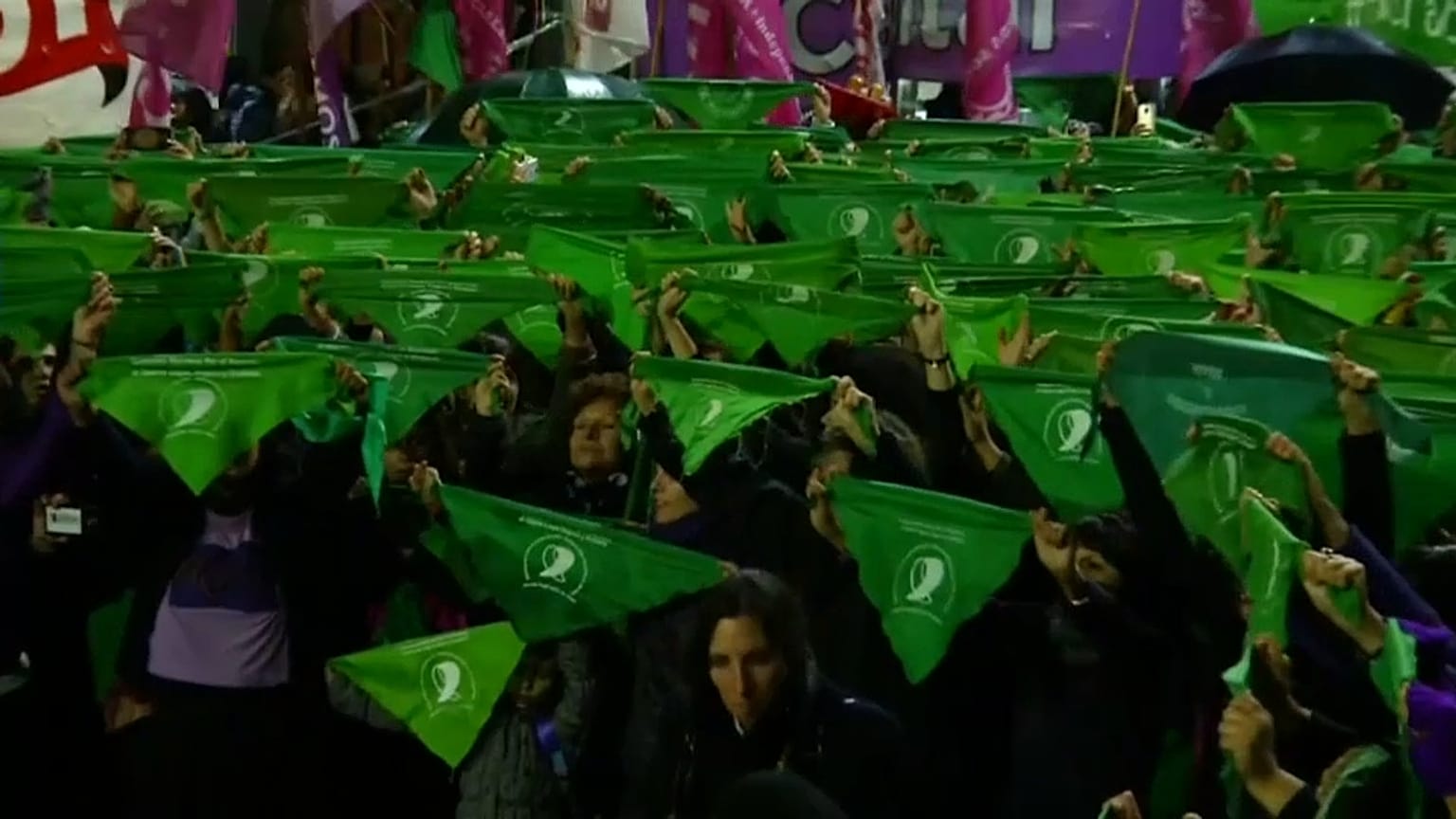Hundreds of women protest outside Argentina's Congress demanding abortion rights