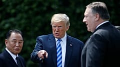 Kim Young-Chol, Donald Trump e Mike Pompeo na Casa Branca