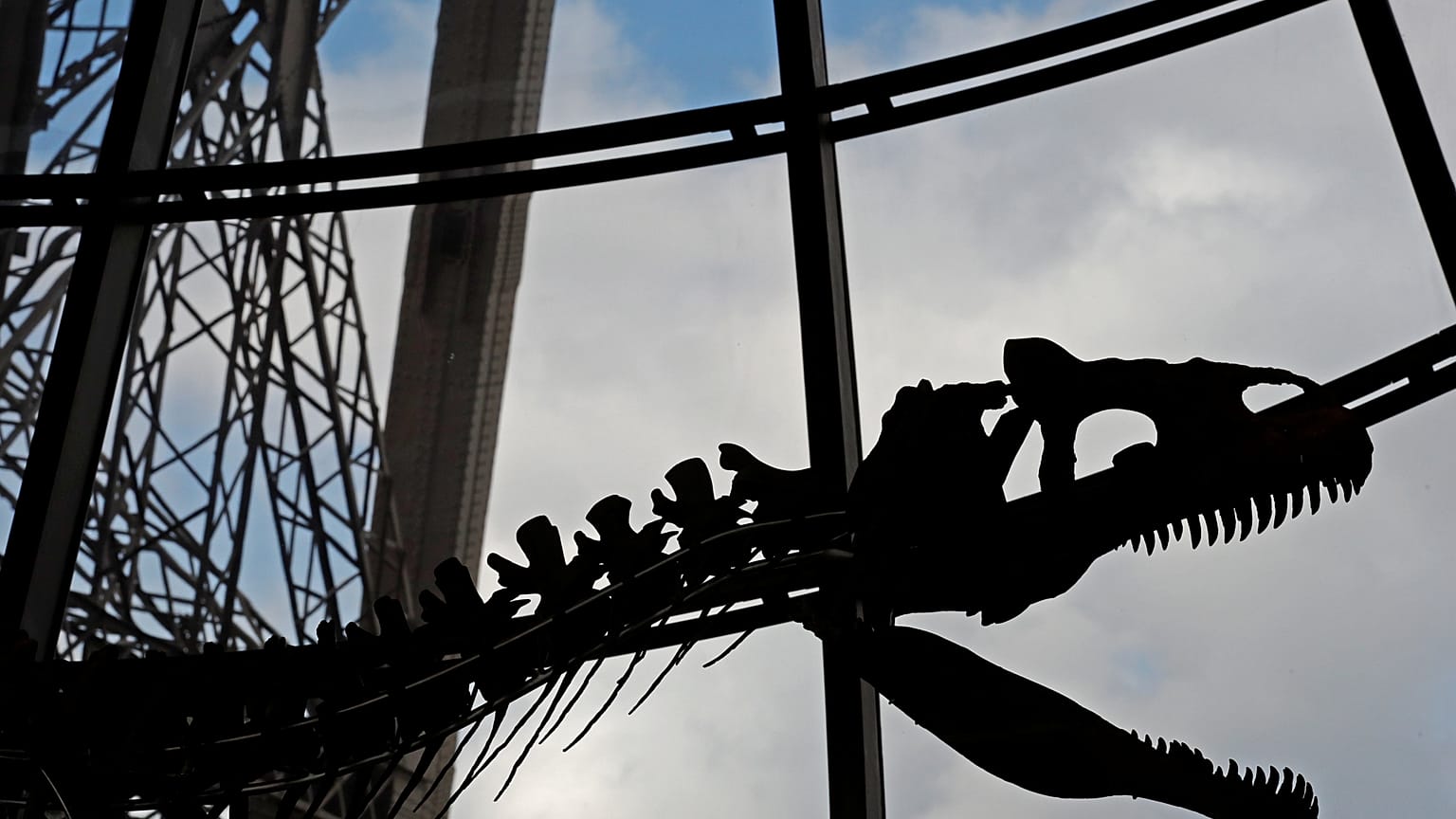 Das Dino-Skelett wurde im Eiffelturm versteigert.