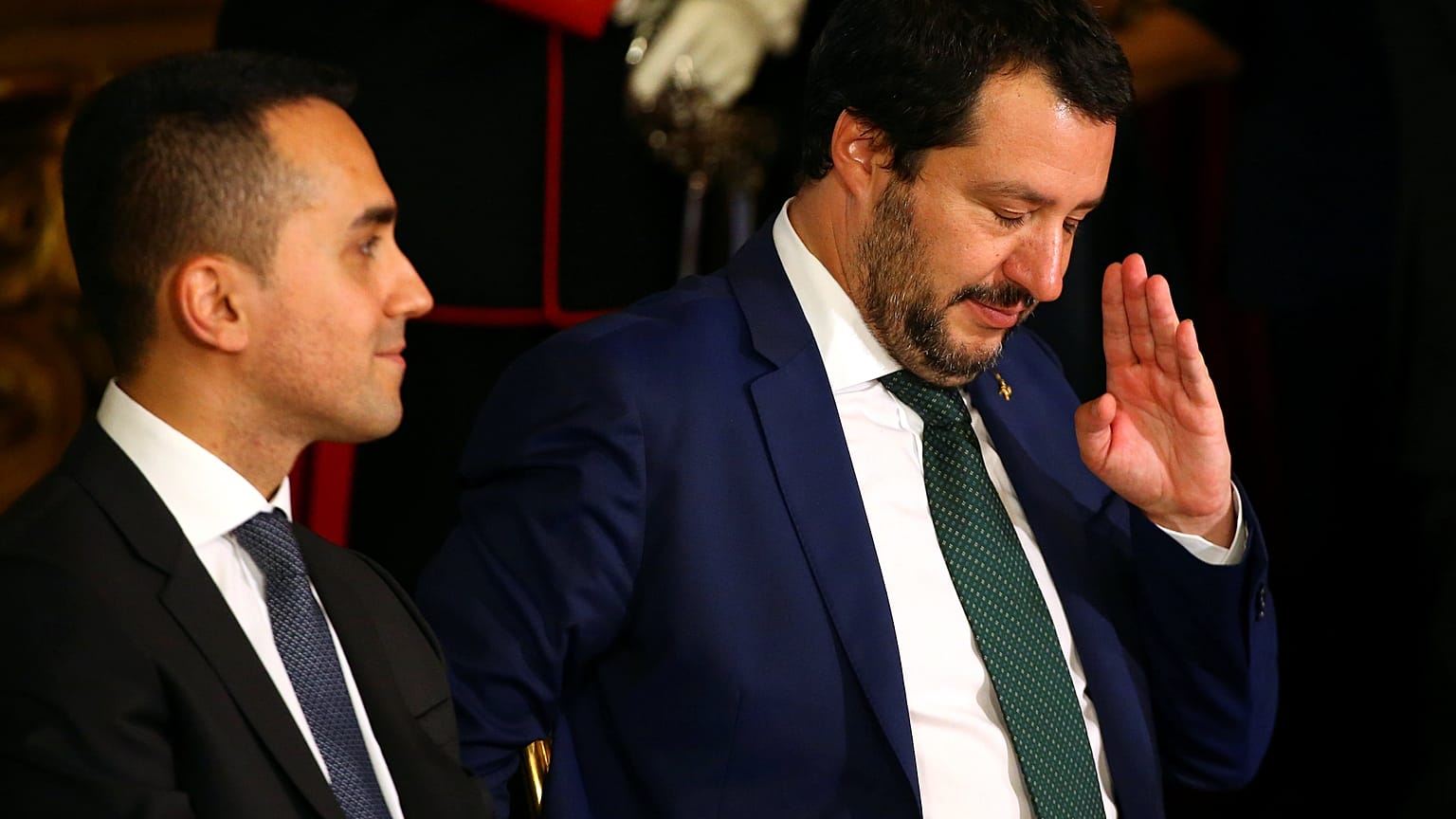 Salvini gesturing