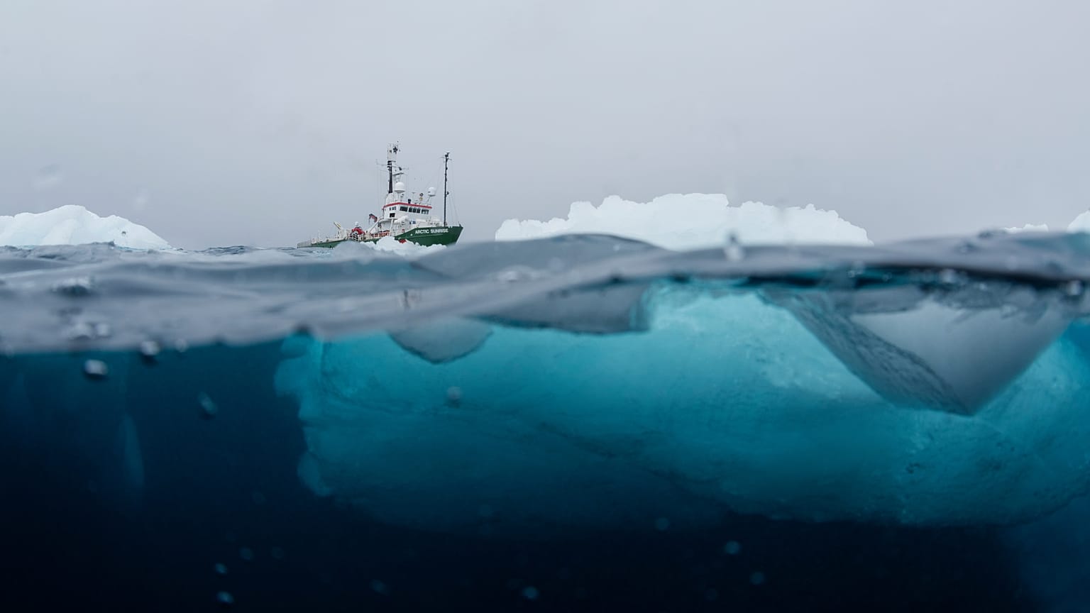Das Forschungsboot von Greenpeace in der antarktischen Hope Bay.