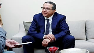 وزير المالية المغربي محمد بوسعيد خلال مؤتمر في مراكش 