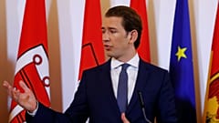 Chanceler austríaco Sebastian Kurtz em conferência de imprensa