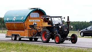 Germany, Wirth , drives his tractor  to FIFA 2018 World Cup in Russia