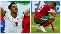 قوچان‌نژاد و عزیز بوهدوز بازیکنان فوتبال مراکش و ایران در جام جهانی