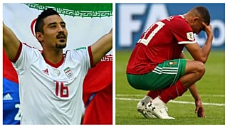 قوچان‌نژاد و عزیز بوهدوز بازیکنان فوتبال مراکش و ایران در جام جهانی