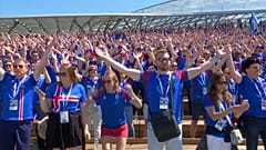 Iceland practise their Viking clap