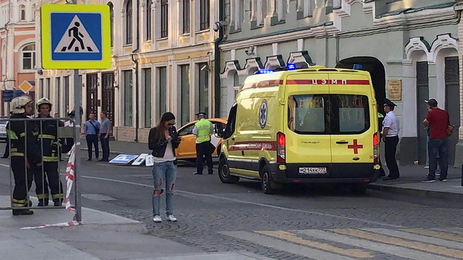 taxi which ran into crowds of people in central Moscow