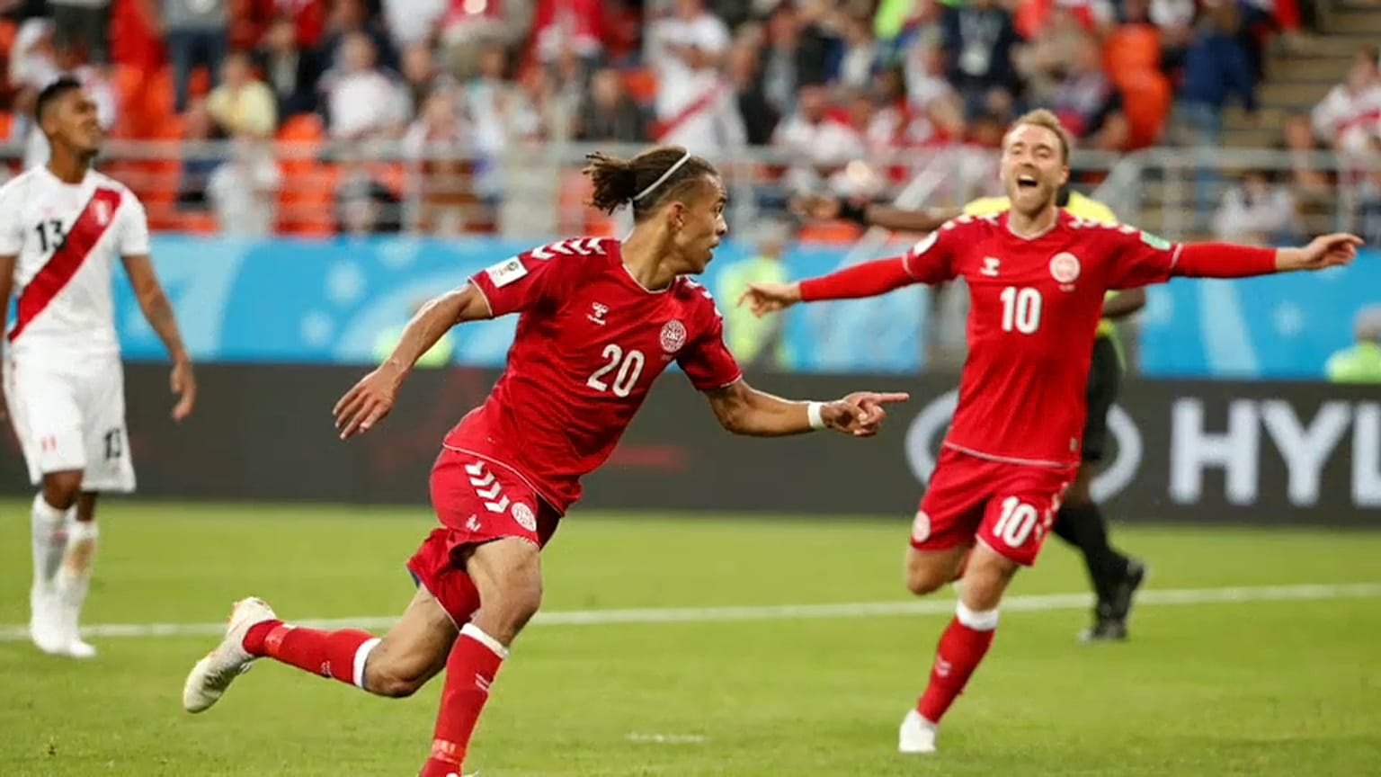 Yussuf Poulsen erzielte den Siegtreffer der Dänen gegen Peru.