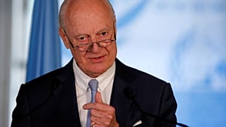 ستافان دي ميستورا في مؤتمر صحفي في جنيف يوم 14 يونيو/ حزيران 2018