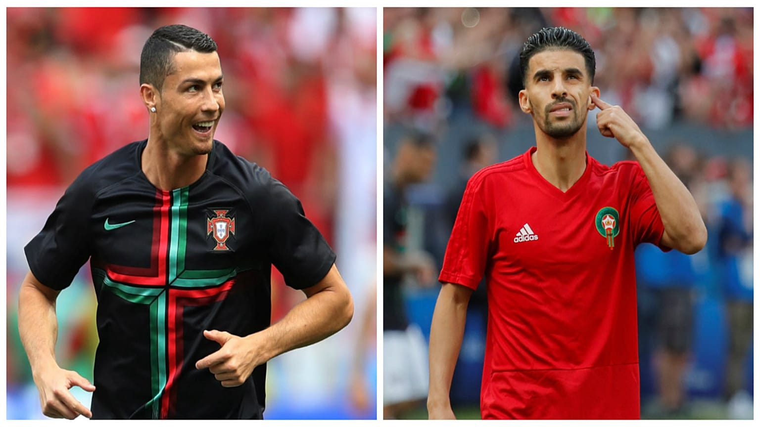 المغربي مبارك بوصوفة (يمين) وكريستيانو رونالدو