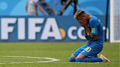 Neymar não evitou as lágrimas no final do jogo em São Petersburgo