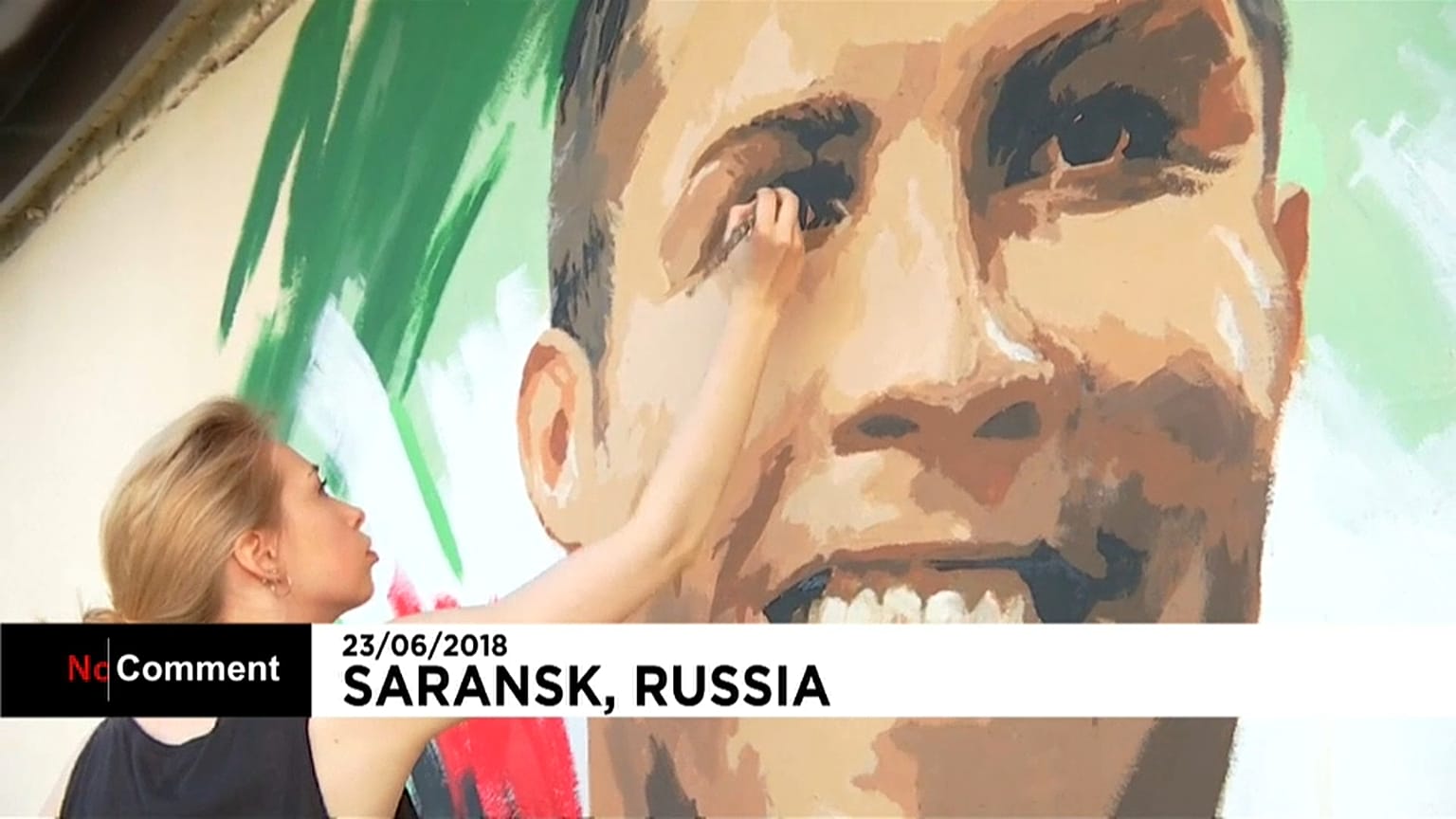 Ronaldo mural greets Portugal in Saransk