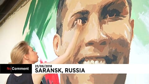 Ronaldo mural greets Portugal in Saransk