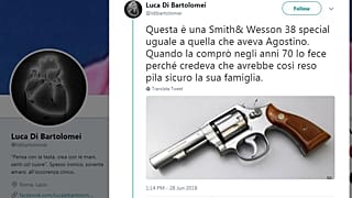 Sicurezza percepita e armi, il figlio di Di Bartolomei posta una foto della pistola con cui si uccise il padre