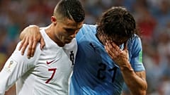 Pizzas decorated Portugal's Cristiano Ronaldo and Uruguay's Luis Suarez