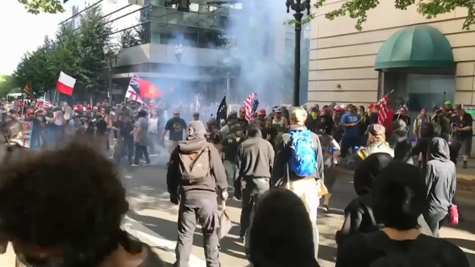 Rival groups clash at immigration rally in U.S.