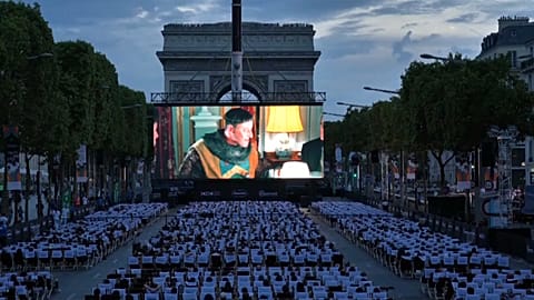 Champs Elysees transformed into open-air cinema for a night