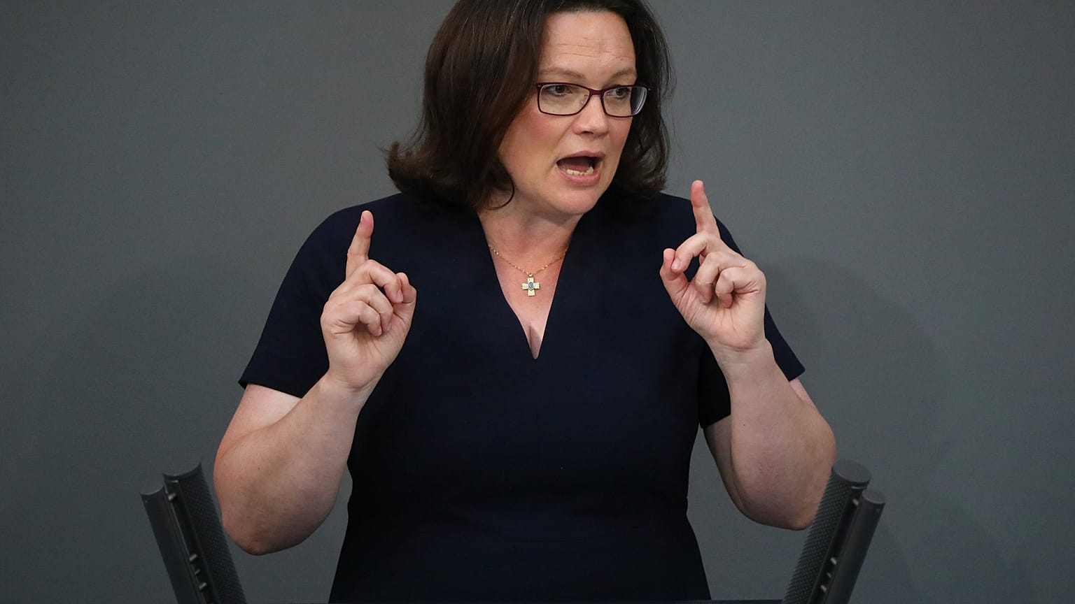 Andrea Nahles bei einer Rede im Bundestag