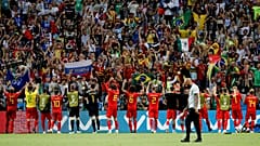 المنتخب البلجيكي بعد التأهل للدور نصف النهائي لكأس العالم
