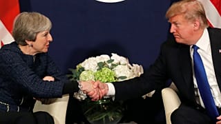Donald Trump and Theresa May in Davos, Switzerland on January 25, 2018.