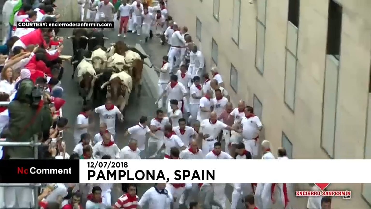 La course folle des taureaux de Pampelune