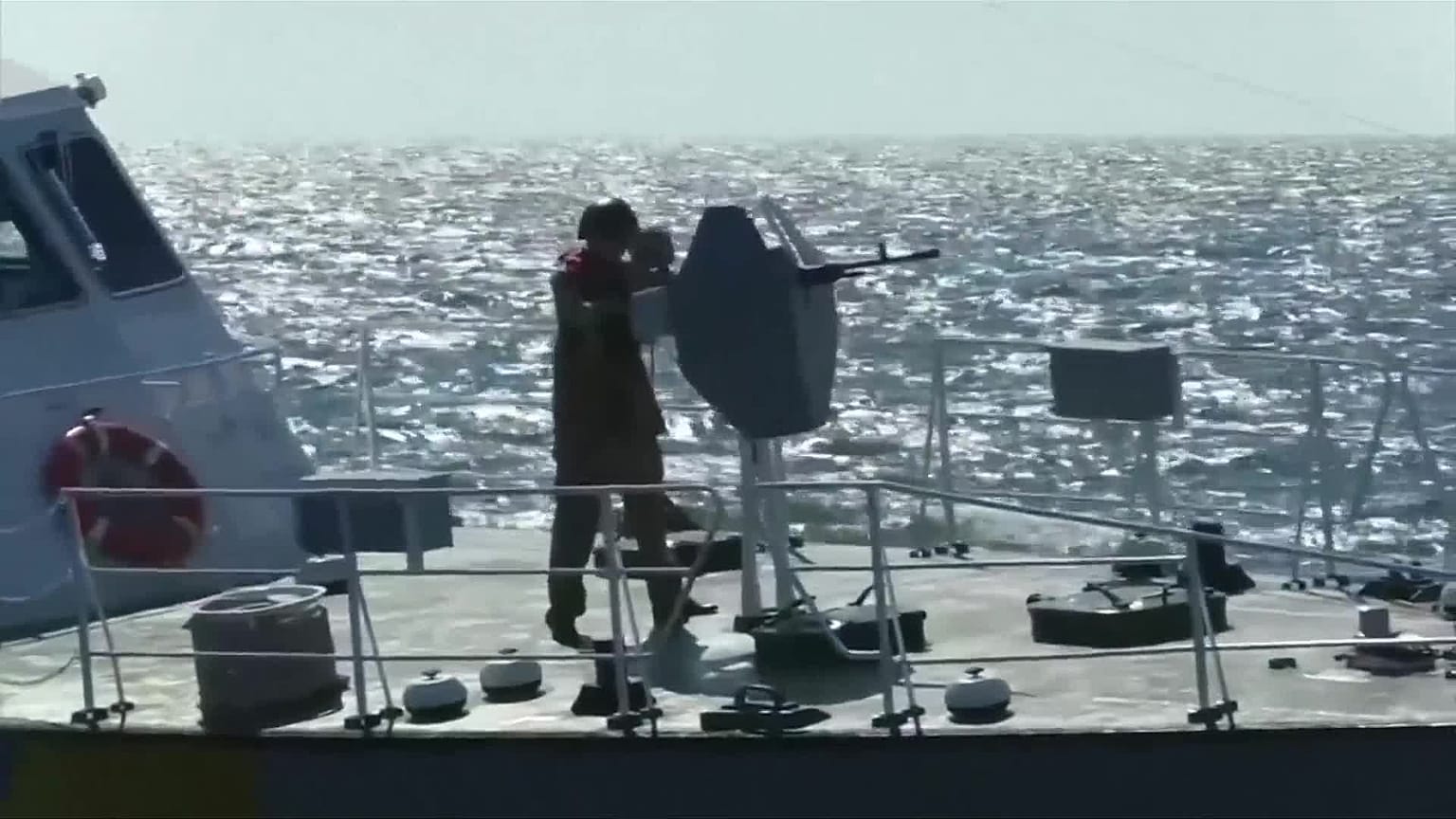 soldier shelling from vessel 