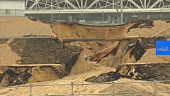 Las lluvias dañan el estadio de Volgogrado el día de la final del Mundial