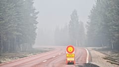 Une route fermée en raison d'incendies de forêt en Suède