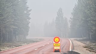 Une route fermée en raison d'incendies de forêt en Suède