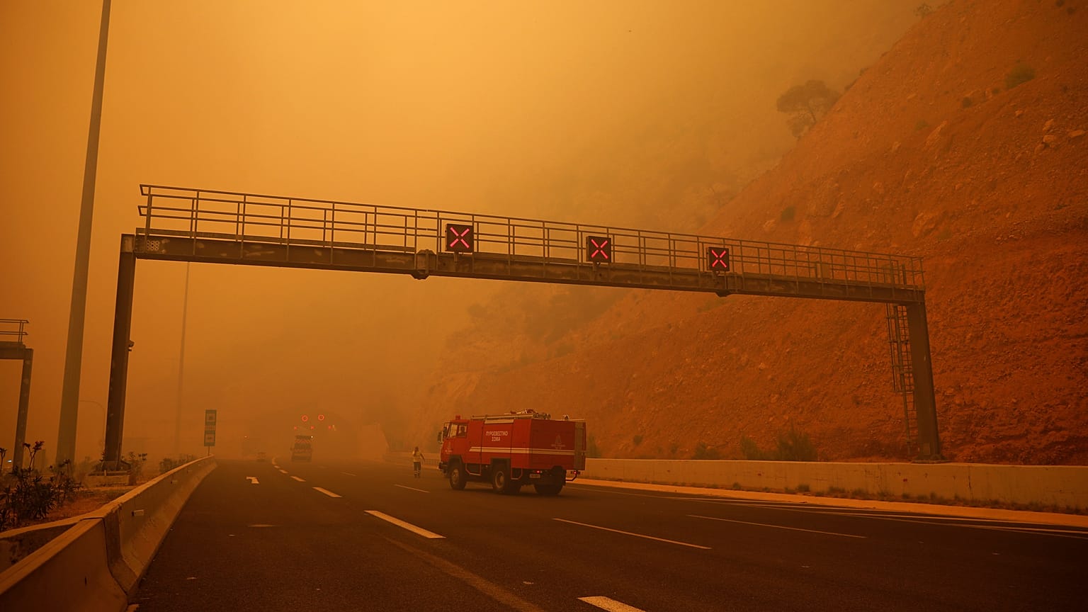Wildfire burns in Kineta, near Athens