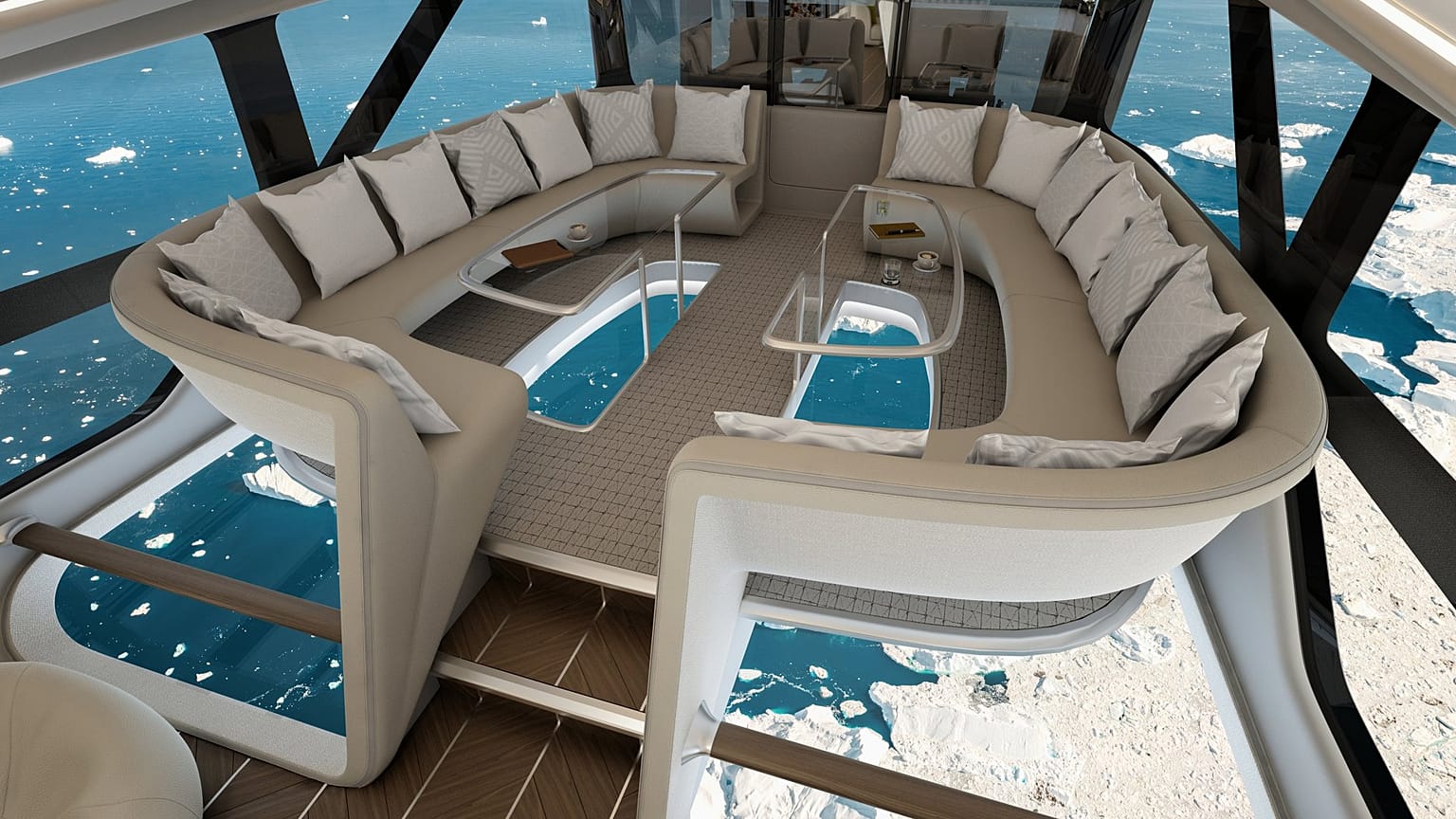 A luxury yacht in the skies