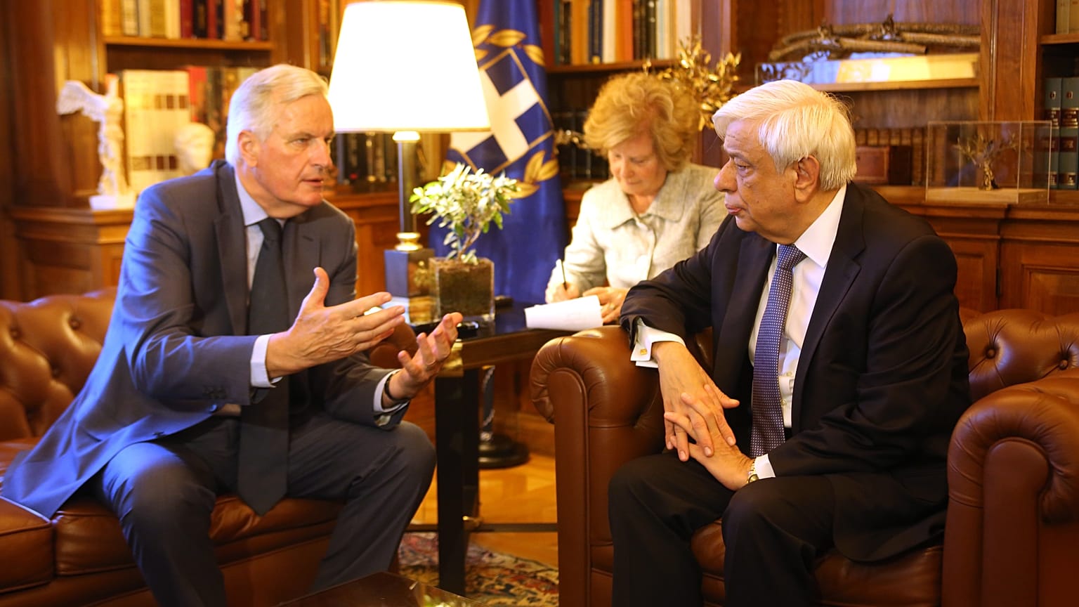 Ο διαπραγματευτής της ΕΕ για το Brexit Μ.Μπαρνιέ με τον ΠτΔ Πρ.Παυλόπουλο