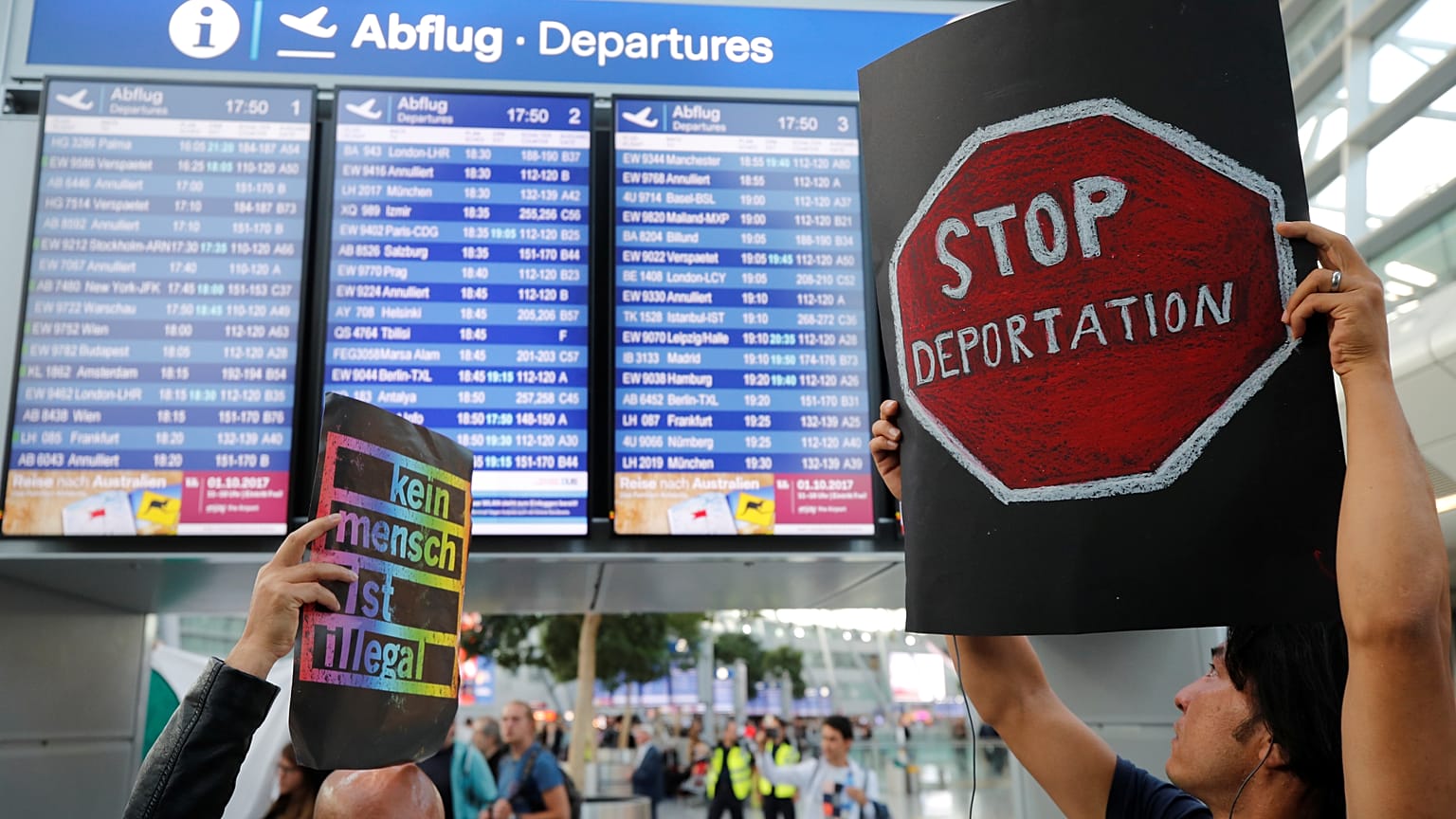 A protest against Germany's deportation of migrants, September 2017