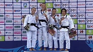 Die erfolgreichen Judoka bis 48kg nach der Siegerehrung