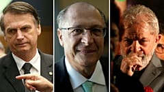 Jair Bolsonaro (PSL), Geraldo Alckmin (PSDB) e Lula da Silva (PT) na luta