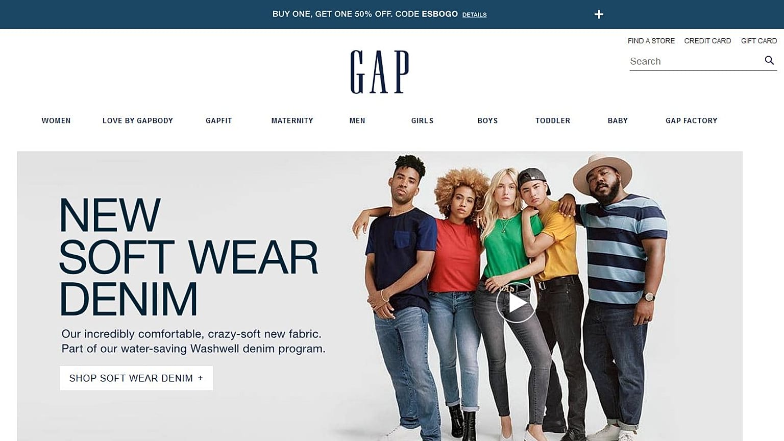Screen shot from gap.com