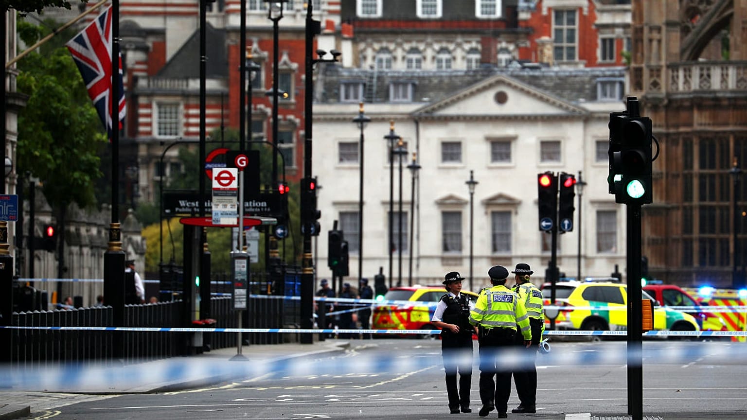 a car crashed outside the Houses of Parliament in Westminster