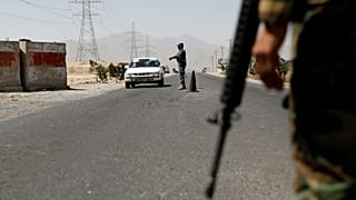 An Afghan police checkpoint 