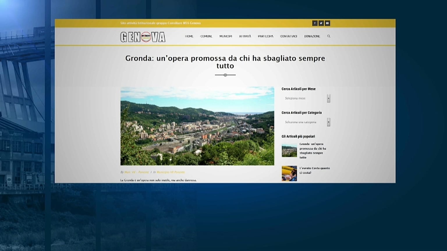 La "Gronda" avrebbe evitato il crollo? È polemica a Genova