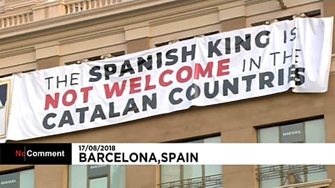 Watch: Protesters object to Spanish King's Barcelona visit  