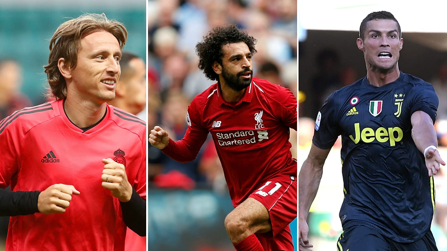 Os estreantes Modric e Salah diante do favorito Cristiano Ronaldo