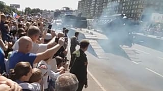 Watch: Russian vintage military tank topples at parade