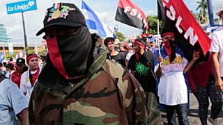 Simpatizantes de Daniel Ortega en una marcha de apoyo al presidente.