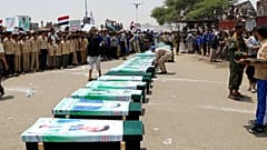 Saudi-led coalition air strike on a bus in northern Yemen
