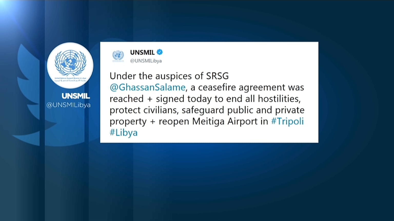 Libia, l'Onu annuncia: "Accordo per il cessate-il-fuoco a Tripoli"
