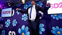 Sweden Democrats leader Jimmie Akesson as he waits for election results