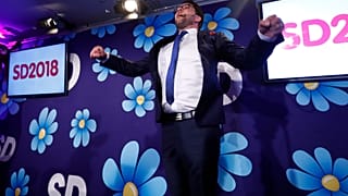 Sweden Democrats leader Jimmie Akesson as he waits for election results