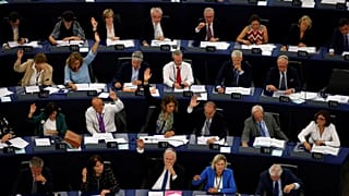 Members of the European Parliament take part in a vote on Hungary