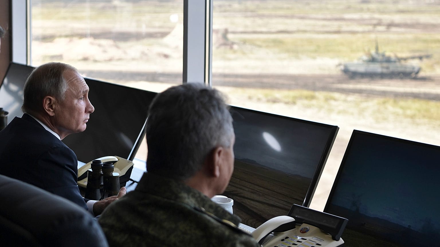 Russian President Vladimir Putin watches Vostok-2018 military drills.